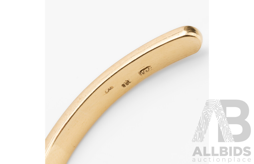 Handmade 9ct Yellow Gold Open Cuff Bangle with Diamonds & Sapphires - 19.99g