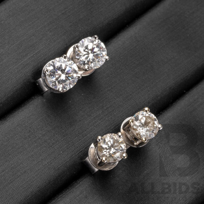 18ct White Gold & Diamond Studs - Lot of 2