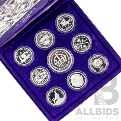 Australian RAM 1998 Nine Silver Coin Set, Coins of the 20th Century - Master Pieces in Silver .999