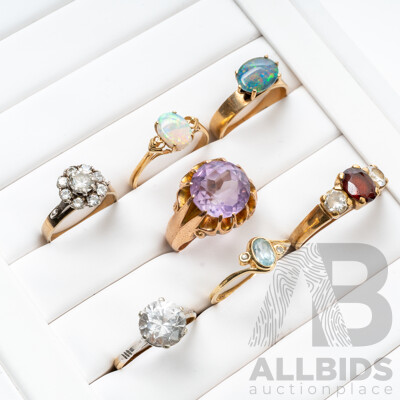 Collection of 9ct Yellow Gold Rings - Lot of 7