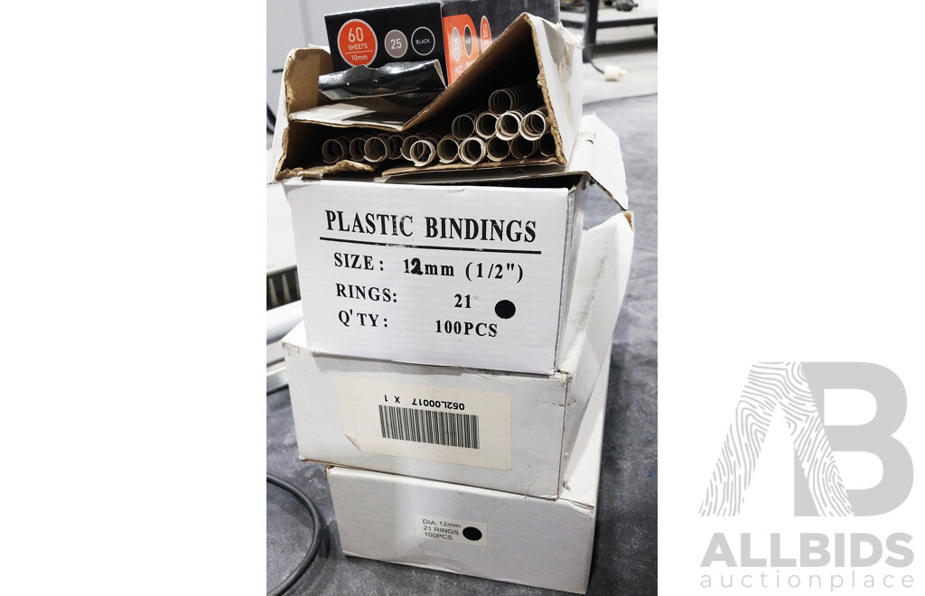 Wire Binding Machine Including Various Boxes of Wire Binders and Electric Stapler