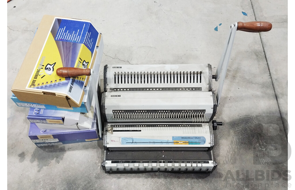 Wire Binding Machine Including Various Boxes of Wire Binders and Electric Stapler