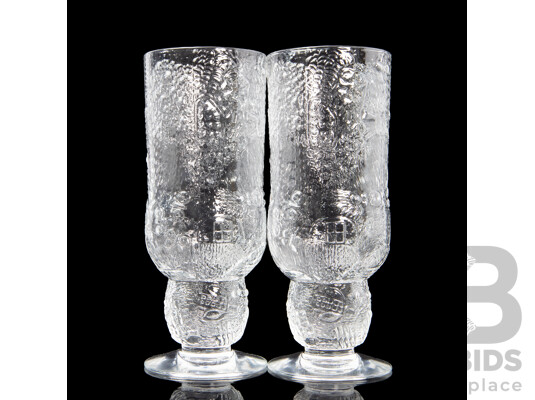 Pair of Vintage Arabia Finland Fauna Beer Glasses Designed by Oiva Toikka