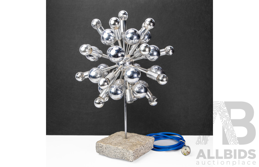 Mid Century Sputnik Table Lamp with Silver Tipped Globes