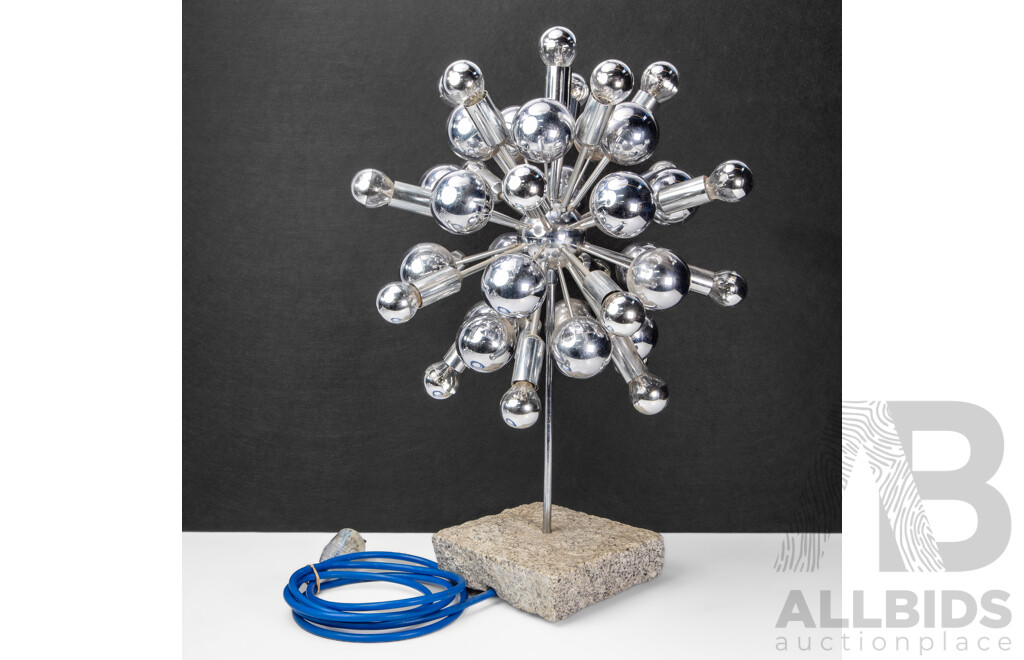 Mid Century Sputnik Table Lamp with Silver Tipped Globes