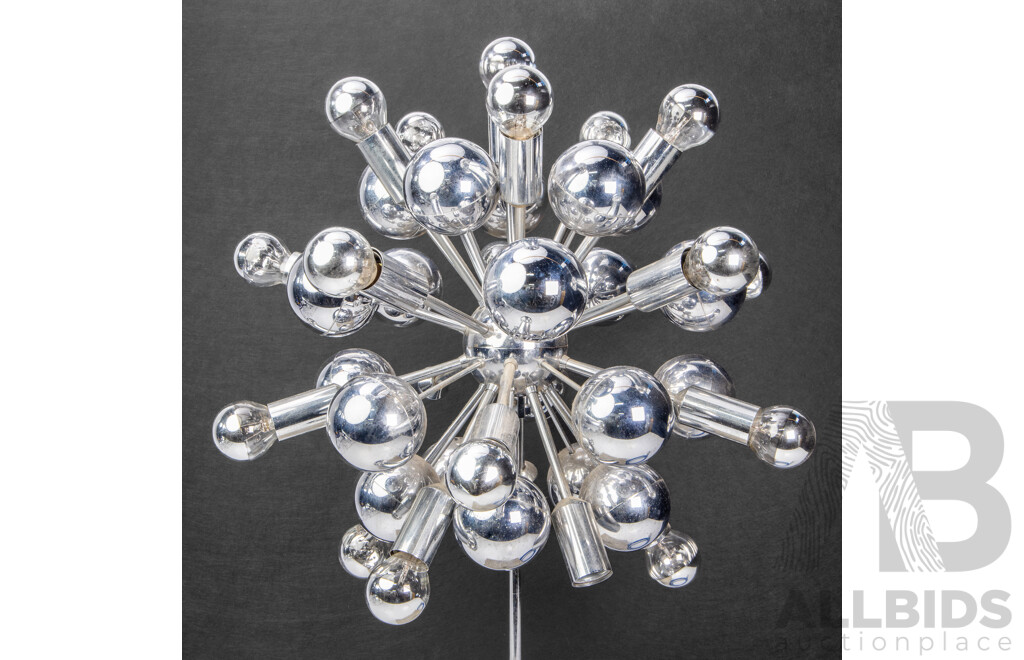 Mid Century Sputnik Table Lamp with Silver Tipped Globes