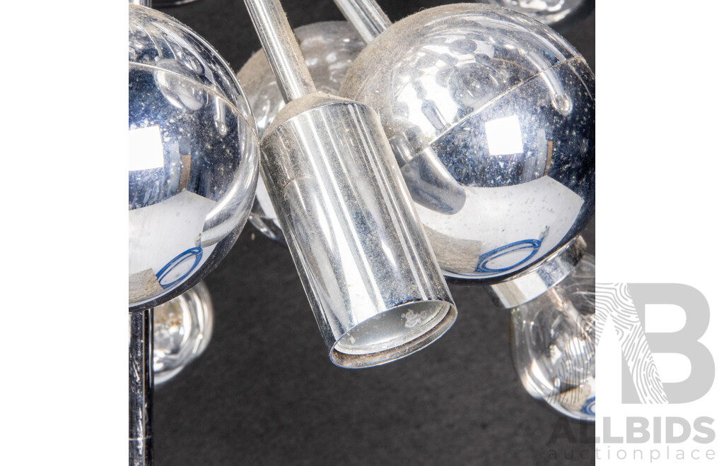 Mid Century Sputnik Table Lamp with Silver Tipped Globes