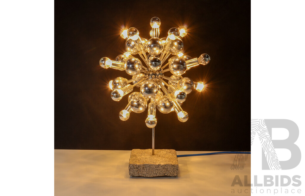 Mid Century Sputnik Table Lamp with Silver Tipped Globes
