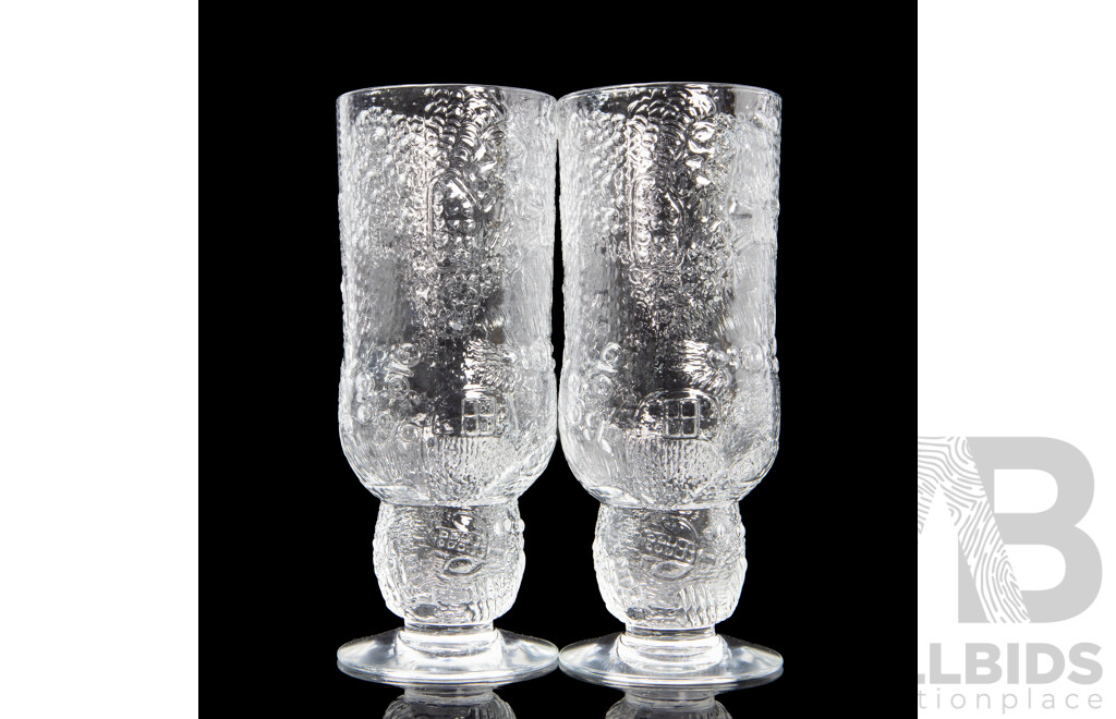 Pair of Vintage Arabia Finland Fauna Beer Glasses Designed by Oiva Toikka