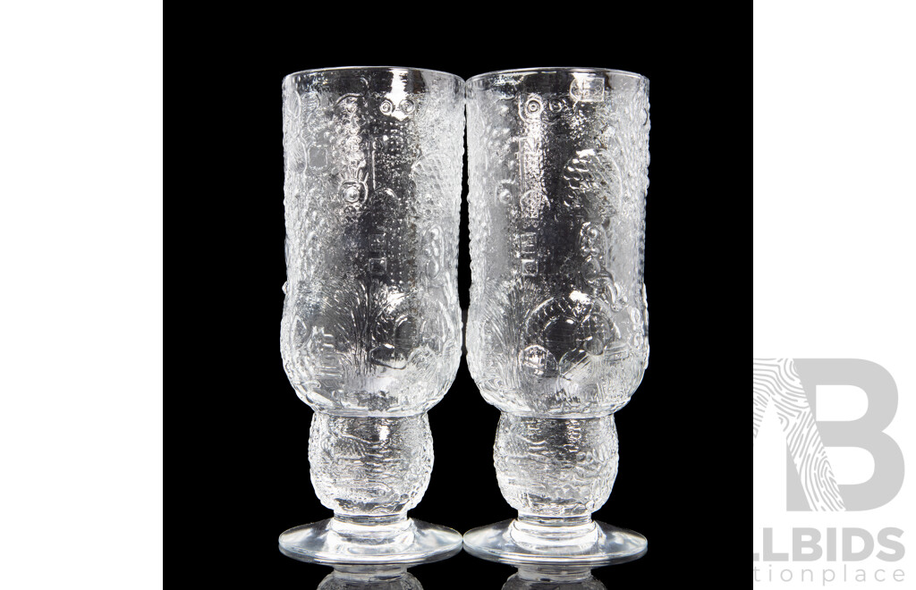 Pair of Vintage Arabia Finland Fauna Beer Glasses Designed by Oiva Toikka