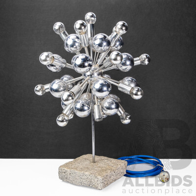 Mid Century Sputnik Table Lamp with Silver Tipped Globes