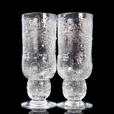 Pair of Vintage Arabia Finland Fauna Beer Glasses Designed by Oiva Toikka