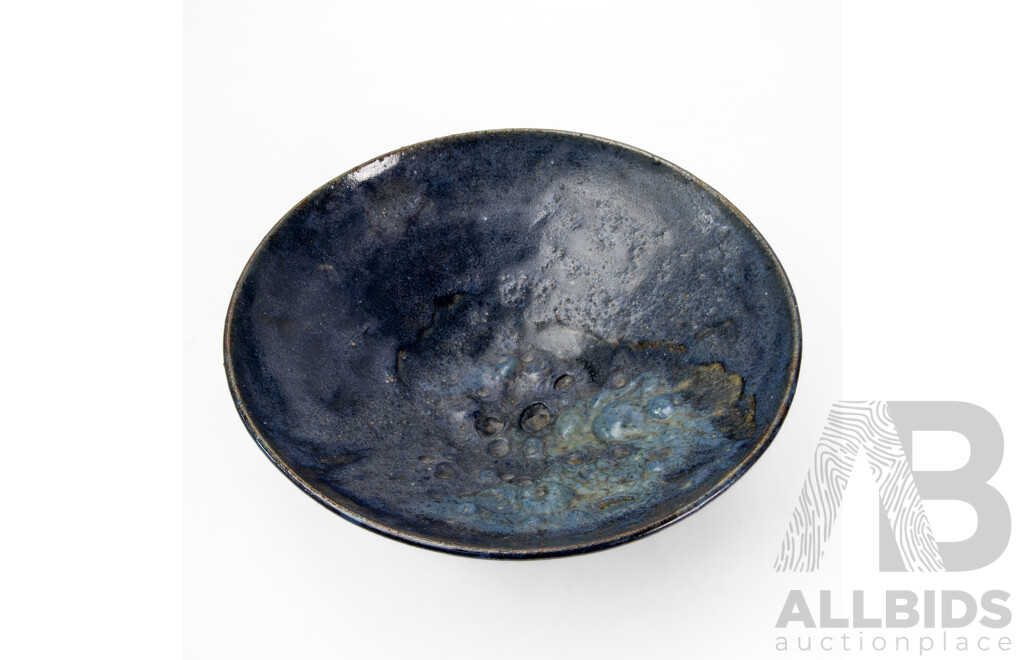 Vintage Studio Pottery Bowl with Crater Glaze
