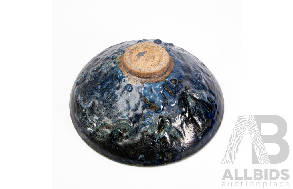 Vintage Studio Pottery Bowl with Crater Glaze