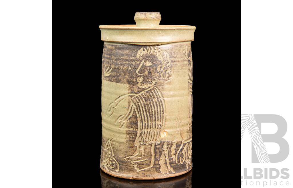 Vintage Hand Thrown Studio Lidded Vessel by Abram Sheehan