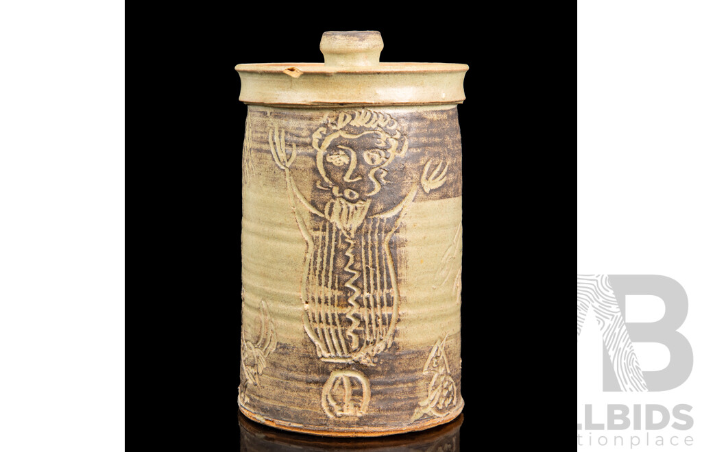 Vintage Hand Thrown Studio Lidded Vessel by Abram Sheehan