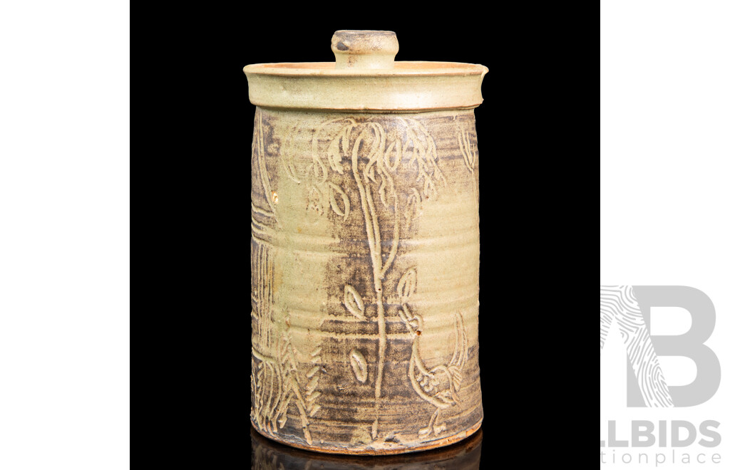 Vintage Hand Thrown Studio Lidded Vessel by Abram Sheehan
