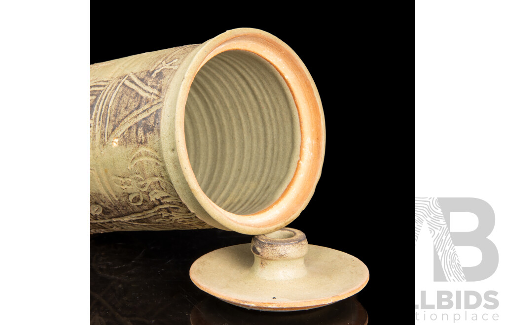 Vintage Hand Thrown Studio Lidded Vessel by Abram Sheehan
