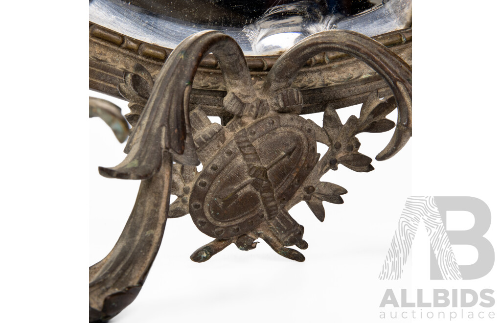 Antique Cast Metal Mirror with Two Candle Holders