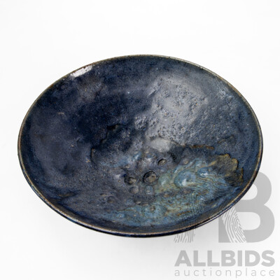 Vintage Studio Pottery Bowl with Crater Glaze