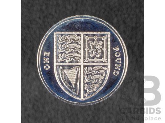 United Kingdom 2013 Silver Proof One Pound Coin. QE2 60th Anniversary