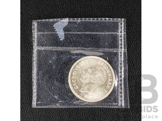 Australian 1951 a/UNC Silver Florin, Federation .500