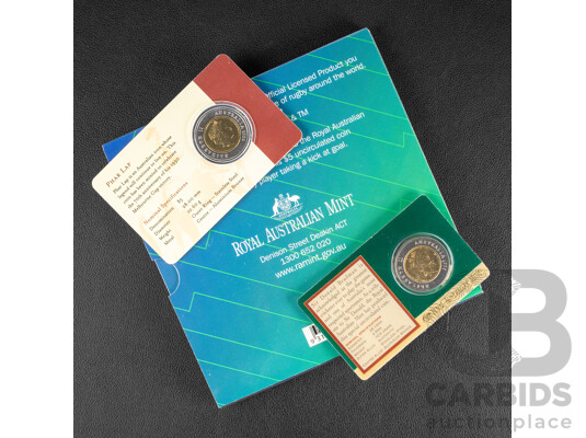 Three Australian Five Dollar Coins, 2000 Phar Lap, 2003 Rugby, 1996 Bradman