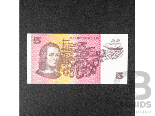 Australian 1985 UNC Five Ddollar Note Johnston/Fraser R209a, PPG 779908