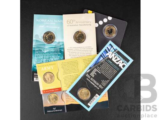 Six Australian Mintmarked One Dollar Coins