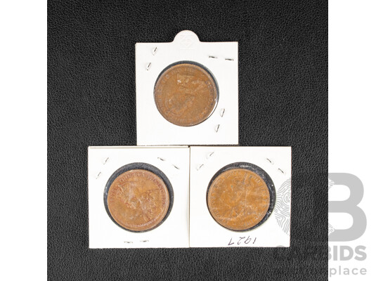 Australian 1925, 1926, 1927 Pennies