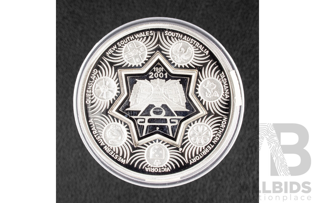 Australian Perth Mint 2001 Silver Proof One Dollar Coin and Twenty Five Cent Dump .999
