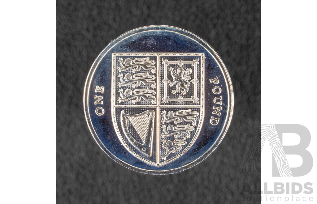 United Kingdom 2013 Silver Proof One Pound Coin. QE2 60th Anniversary