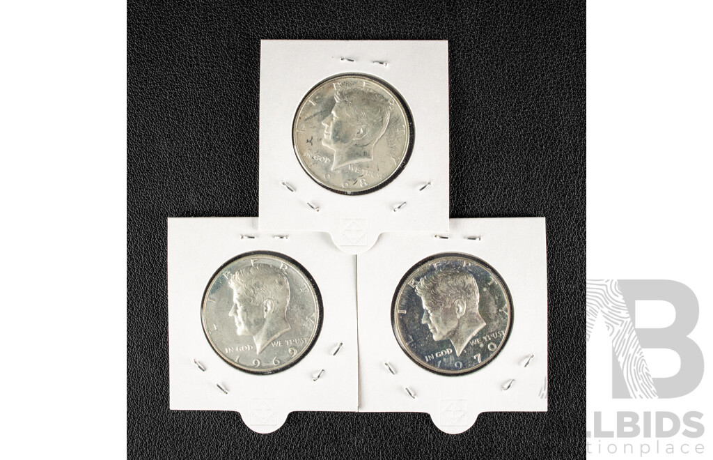 USA UNC 1968 1969 1970 Silver Kennedy Half Dollars