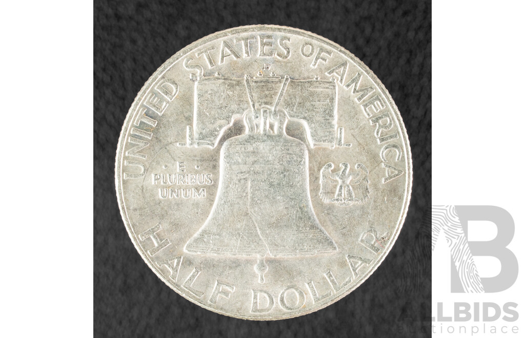 USA 1960 Franklin Silver Half Dollar a/UNC .900