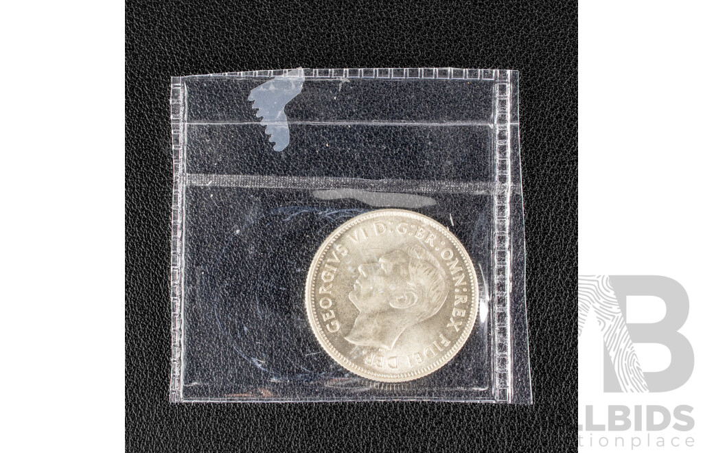 Australian 1951 a/UNC Silver Florin, Federation .500