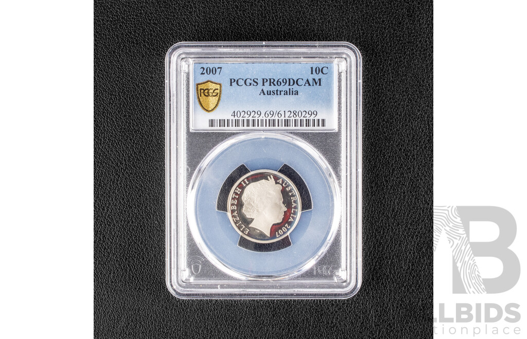 Australian RAM 2007 Proof Ten Cent Coin. Graded PR69 DCAM. 35.