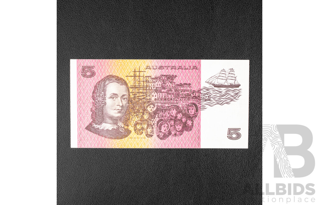 Australian 1985 UNC Five Ddollar Note Johnston/Fraser R209a, PPG 779908