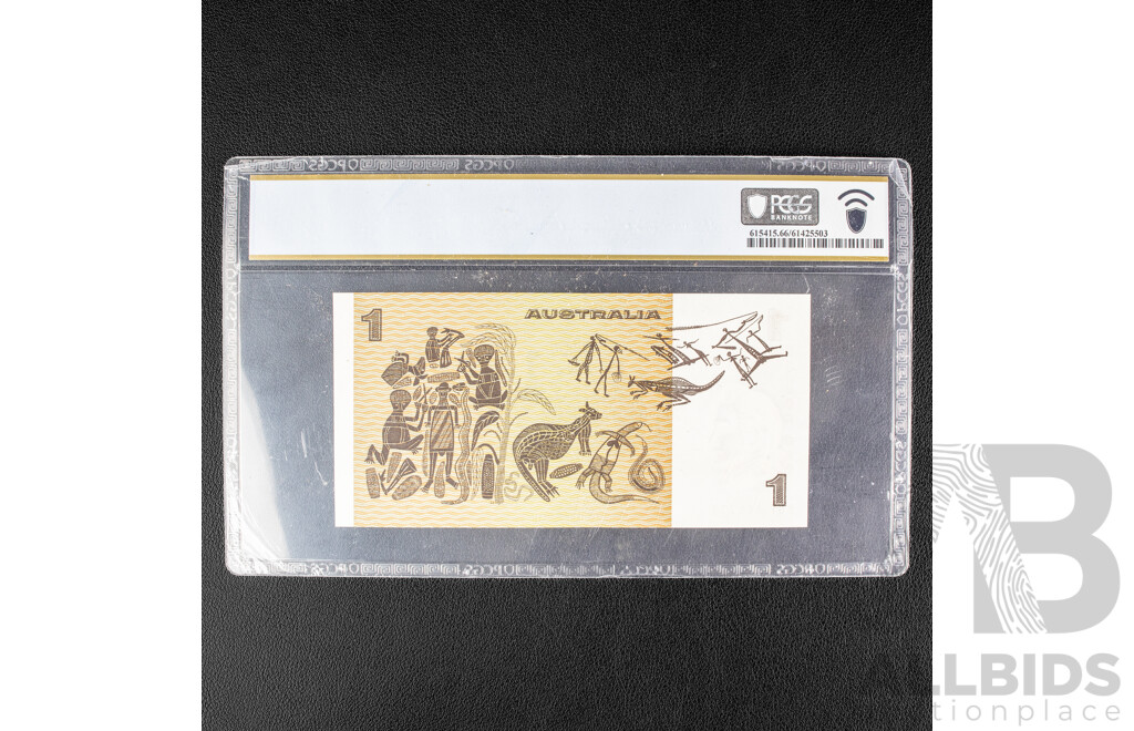 Australian 1974 One Dollar Note, Phillips/Wheeler, Graded GEM UNC 