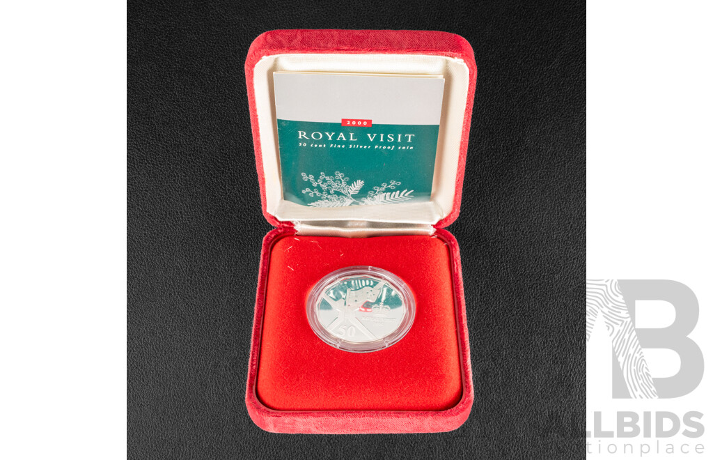 Australian RAM 2000 Silver Proof Fifty Cent Coin. Royal Visit .999