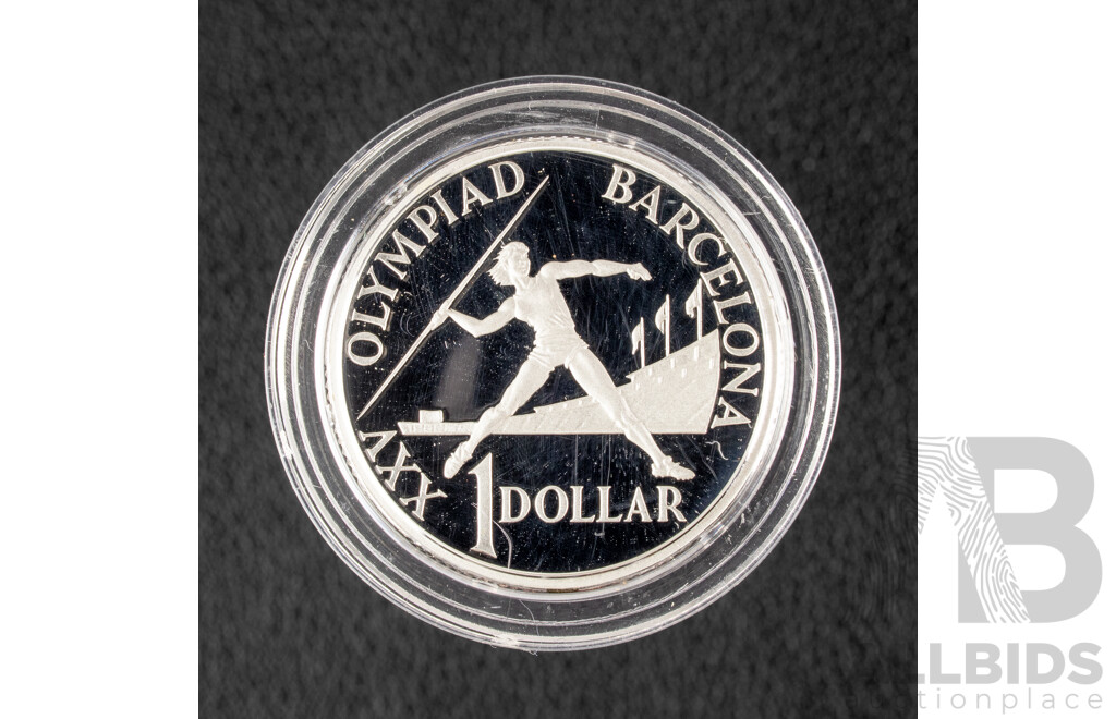 Australian RAM 1992 Silver One Dollar Coin, Barcelona Olympics