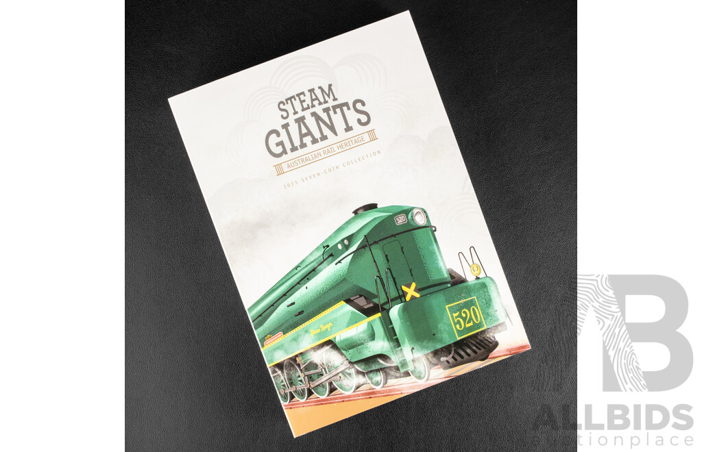 Australian 2025 Seven UNC Fifty Cent Coin Collection. Steam Giants