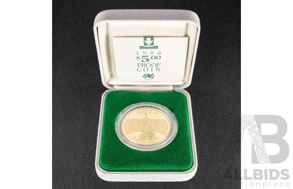 Australian RAM 1988 Proof Five Dollar Coin. Australian Bicentennial