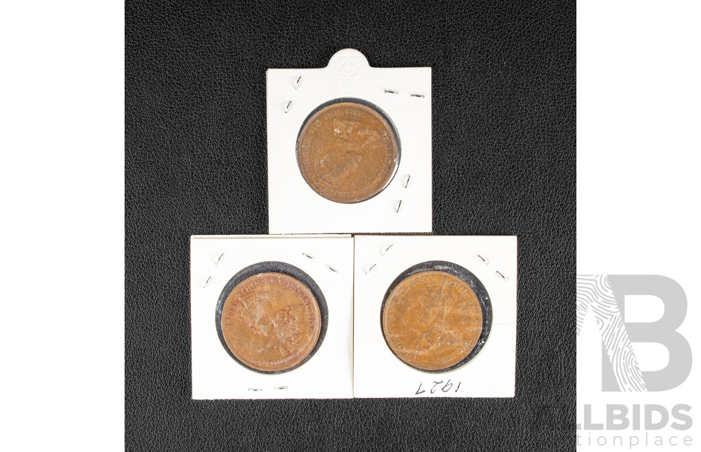 Australian 1925, 1926, 1927 Pennies