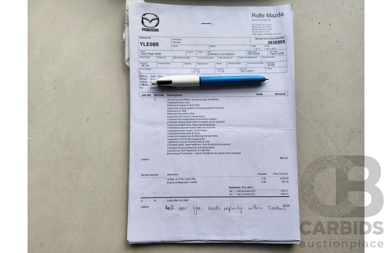 03/2016 Nissan Qashqai TI (4x2) J11 4d Wagon White 2.0L