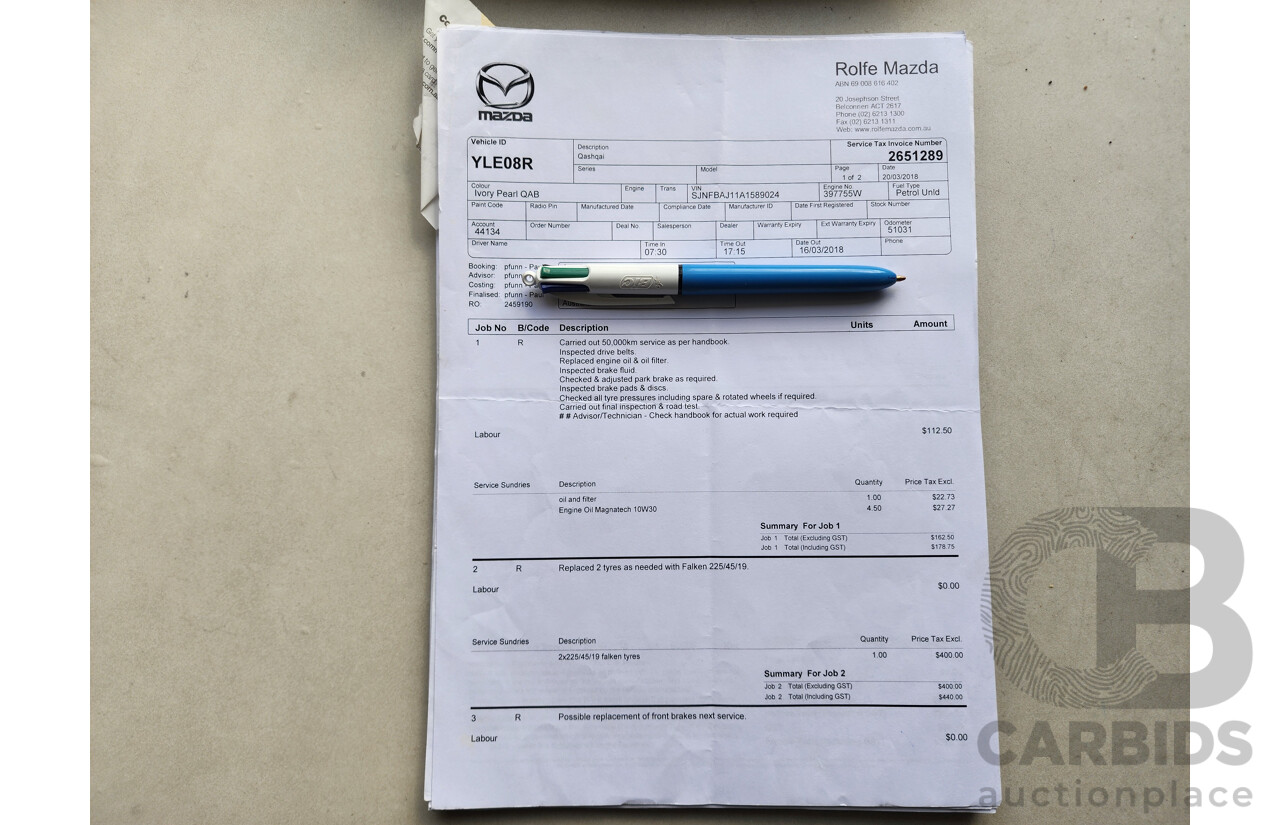 03/2016 Nissan Qashqai TI (4x2) J11 4d Wagon White 2.0L