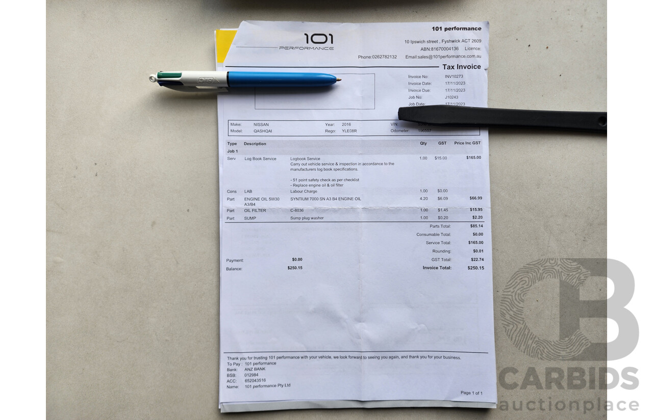 03/2016 Nissan Qashqai TI (4x2) J11 4d Wagon White 2.0L