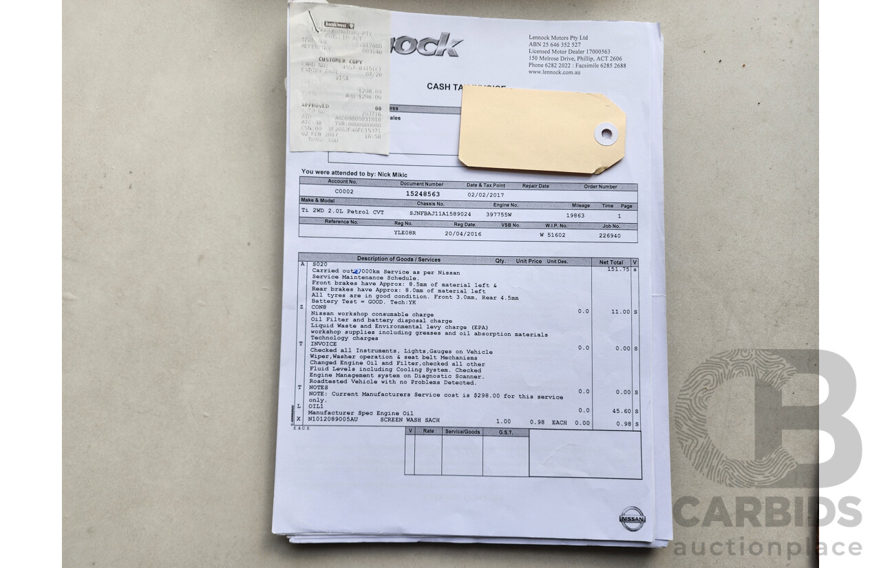 03/2016 Nissan Qashqai TI (4x2) J11 4d Wagon White 2.0L