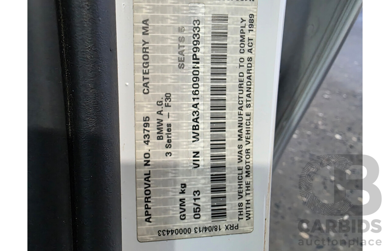 5/2013 BMW 316i (RWD) F30 4d Sedan White 1.6L