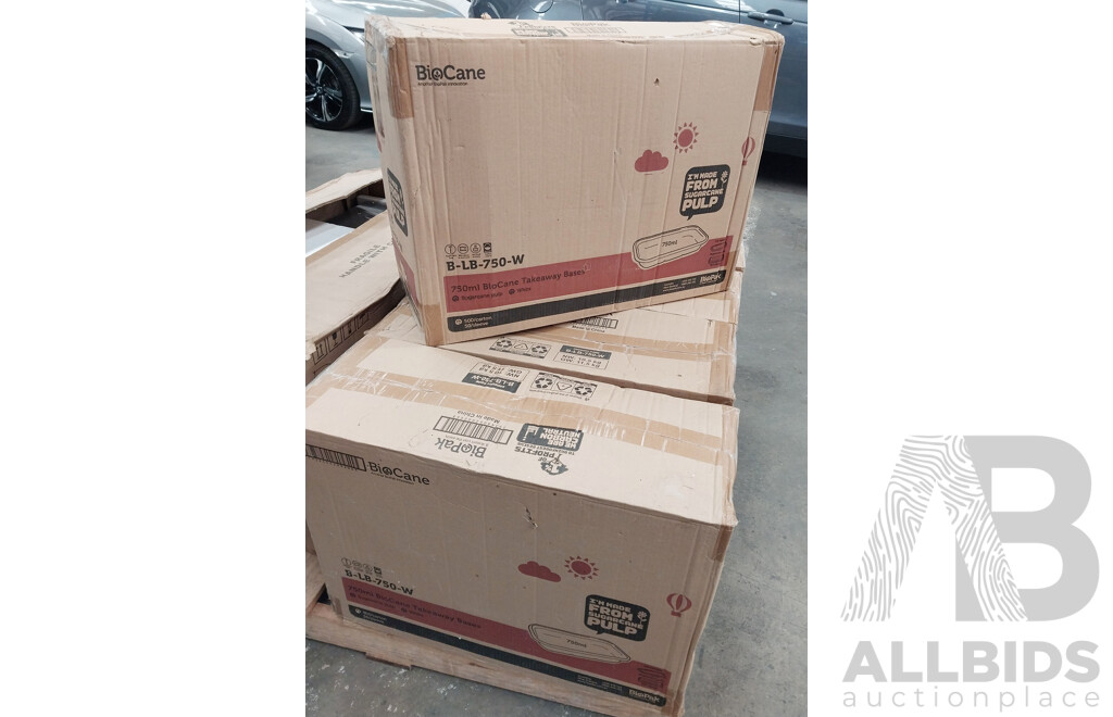 BioCane 750mL White Takeaway Bases (500pcs/Box) - Lot of 5