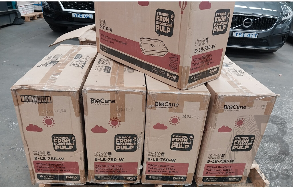 BioCane 750mL White Takeaway Bases (500pcs/Box) - Lot of 5